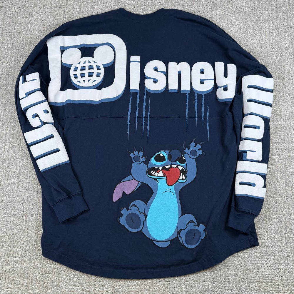 Disney Adult Large Blue Lilo & Stitch Long Sleeve Spirit Jersey Shirt